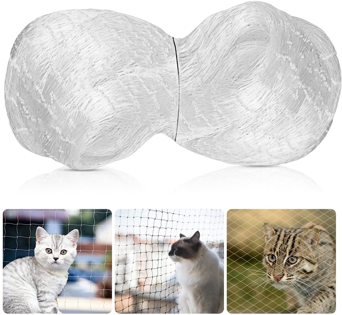 Dailygoods- Kattennet Balkonbescherming - 3 x 10 m - Transparant Nylon - Zonder Boren - Robuust - Goede Ventilatie - 2,5 cm Maaswijdte