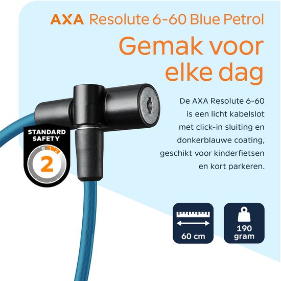 AXA Resolute 6/60 Kabelslot - Slot voor Kinderfietsen - Gebruiksvriendelijk - 60 cm lang - Diameter 6 mm - Blauw van AXA — afbeelding 4
