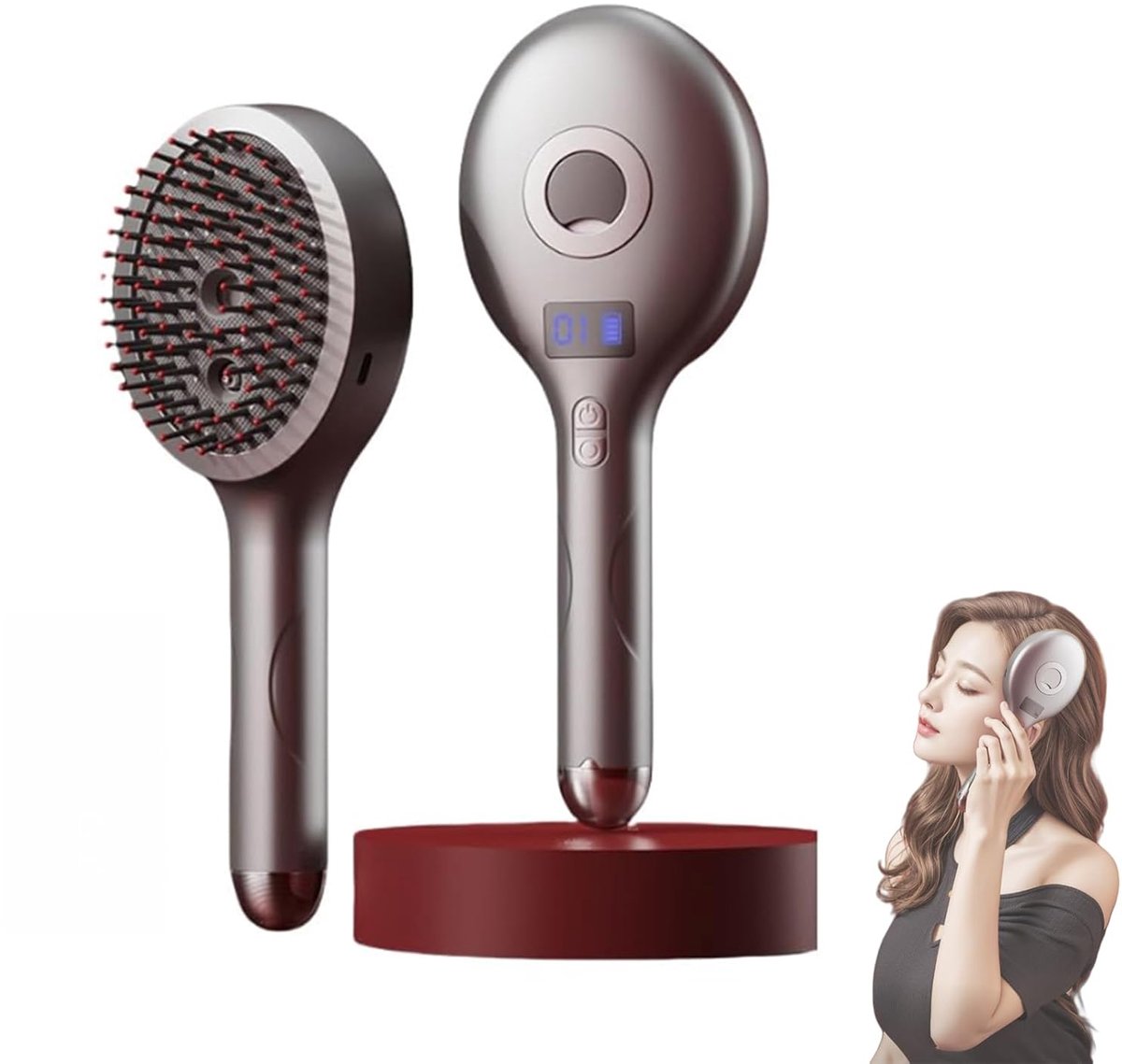 VHV - Haarborstel - Anti-klit borstel - Ontwarborstel - Met spray functie - Fijne nevel - Voor nat en droog haar - Voor krullen - Dames - Grijs