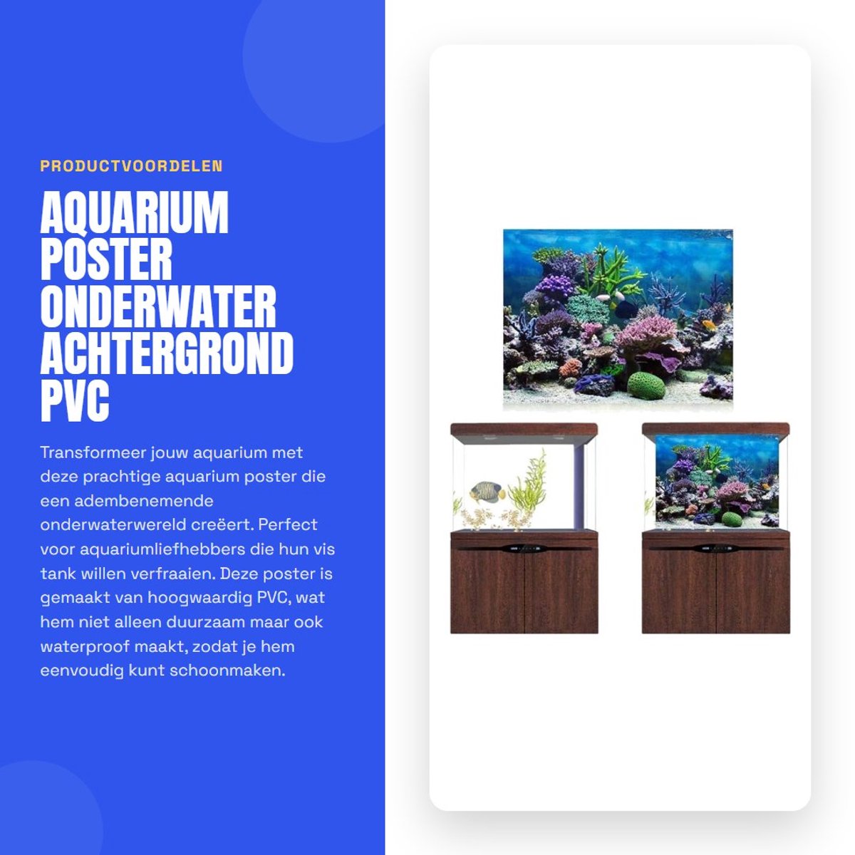 Dailygoods- Aquarium Poster Onderwater Zeekoraal - Achterwand - PVC - Zelfklevend - Decoratief - 76x30cm - Achtergrondposter