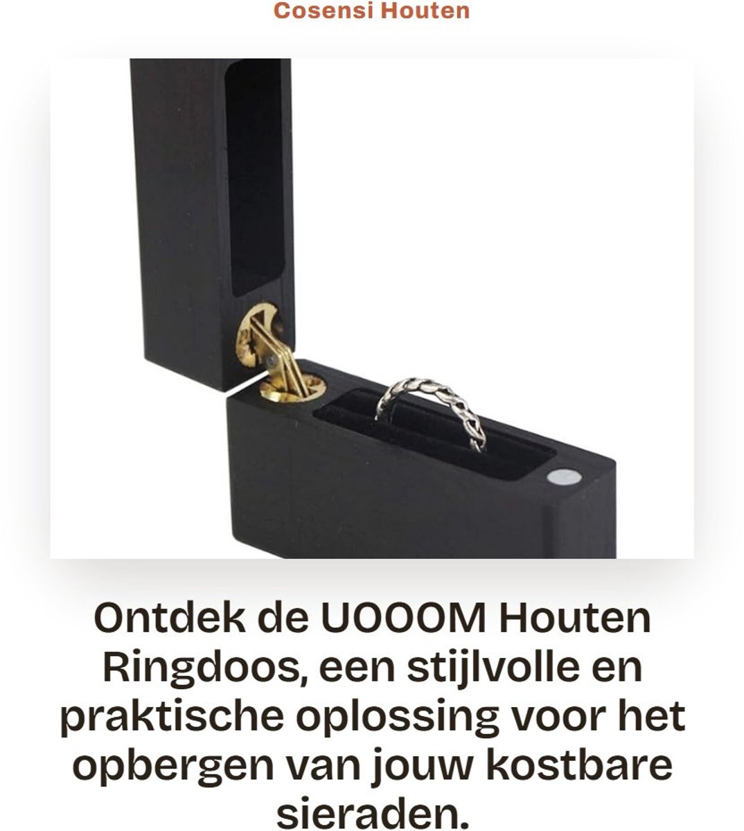 Dailygoods- Sieradenbox Handgemaakt - Ringdoosje - Houten Ringdoos - Draagbaar - Groot/Klein - Afmetingen 6 x 1,8 x 4,2 cm