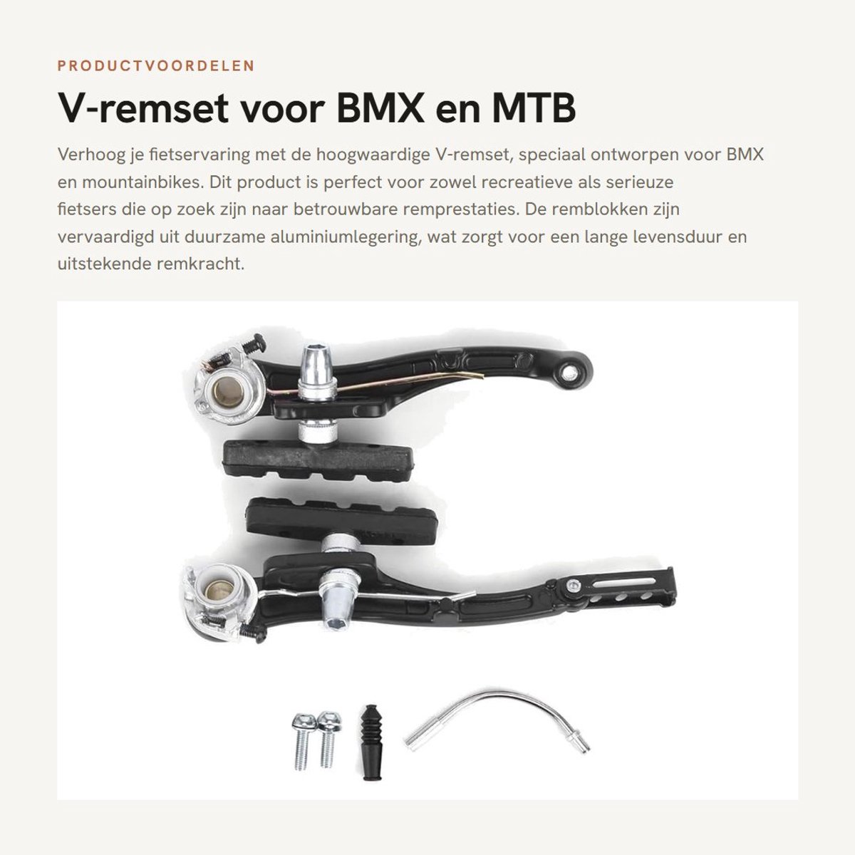 Dailygoods- Remblok V-remset - Aluminiumlegering - 1 paar/2 paar - 127 x 26 mm - Geschikt voor 24"/26" fiets - Bevestigingsgaten voor V-rem - Remmen