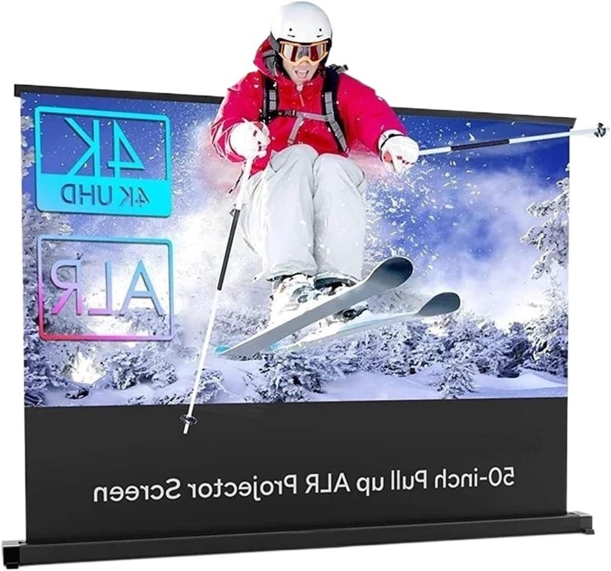 Draagbaar Projectiescherm - Opklapbaar Scherm Tafelmodel - Films Kijken Buiten - Snelle Installatie - 50 Inch - Wit