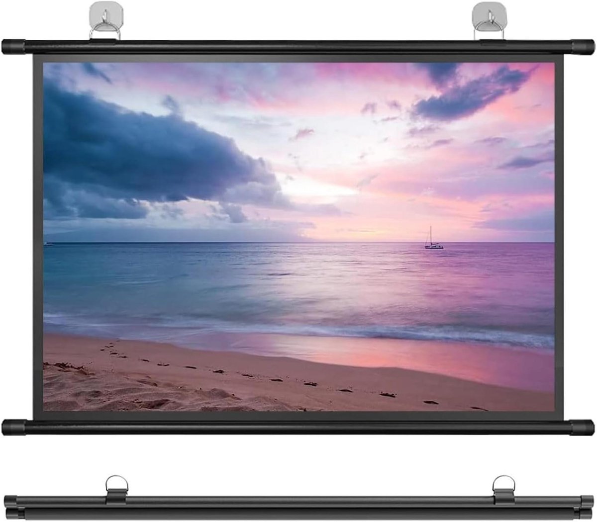 Draagbaar Projectiescherm - Uitschuifbaar Scherm Filmscherm - Thuisbioscoop Presentatie - Wit Glasvezel Materiaal - 30-72 inch - Zwart