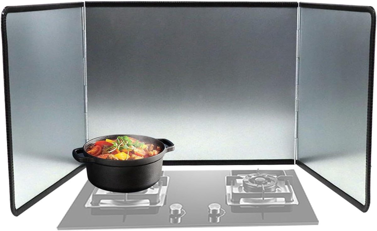 Spatbescherming Vet Scherm Schoon Koken Opvouwbaar Ontwerp 39 cm Zilver