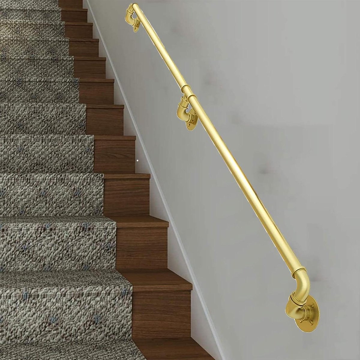 Trapleuning metaal - Steun voor trap - Veilig lopen - Stevig en duurzaam - 3.6 meter - Goud