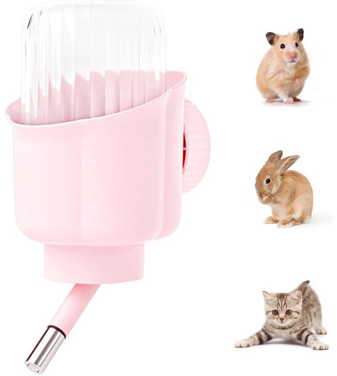 Dailygoods- Drinkfles 300 ml - Hangende Drinkfles - Waterdispenser Knaagdieren - Roestvrij Stalen Tuit - Food-Grade Materialen - Schokbestendig - Waterfles