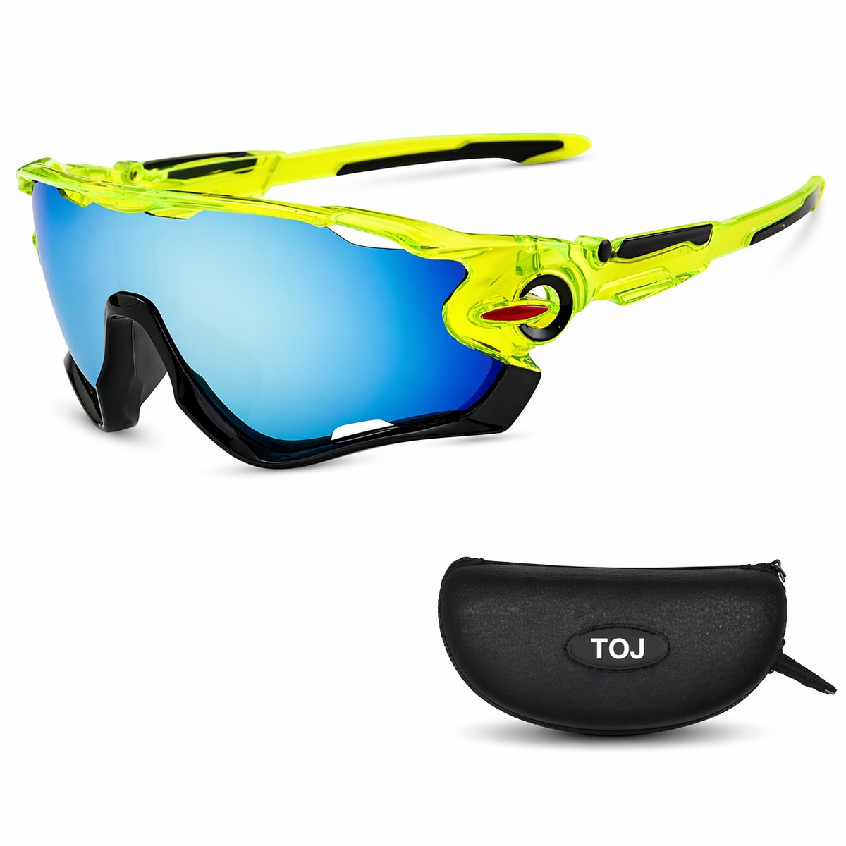 Fietsbril Met Hoes | Sportbril | Racefiets | Mountainbike | MTB | Sport Fiets Bril| Zonnebril | UV Bescherming | Lime