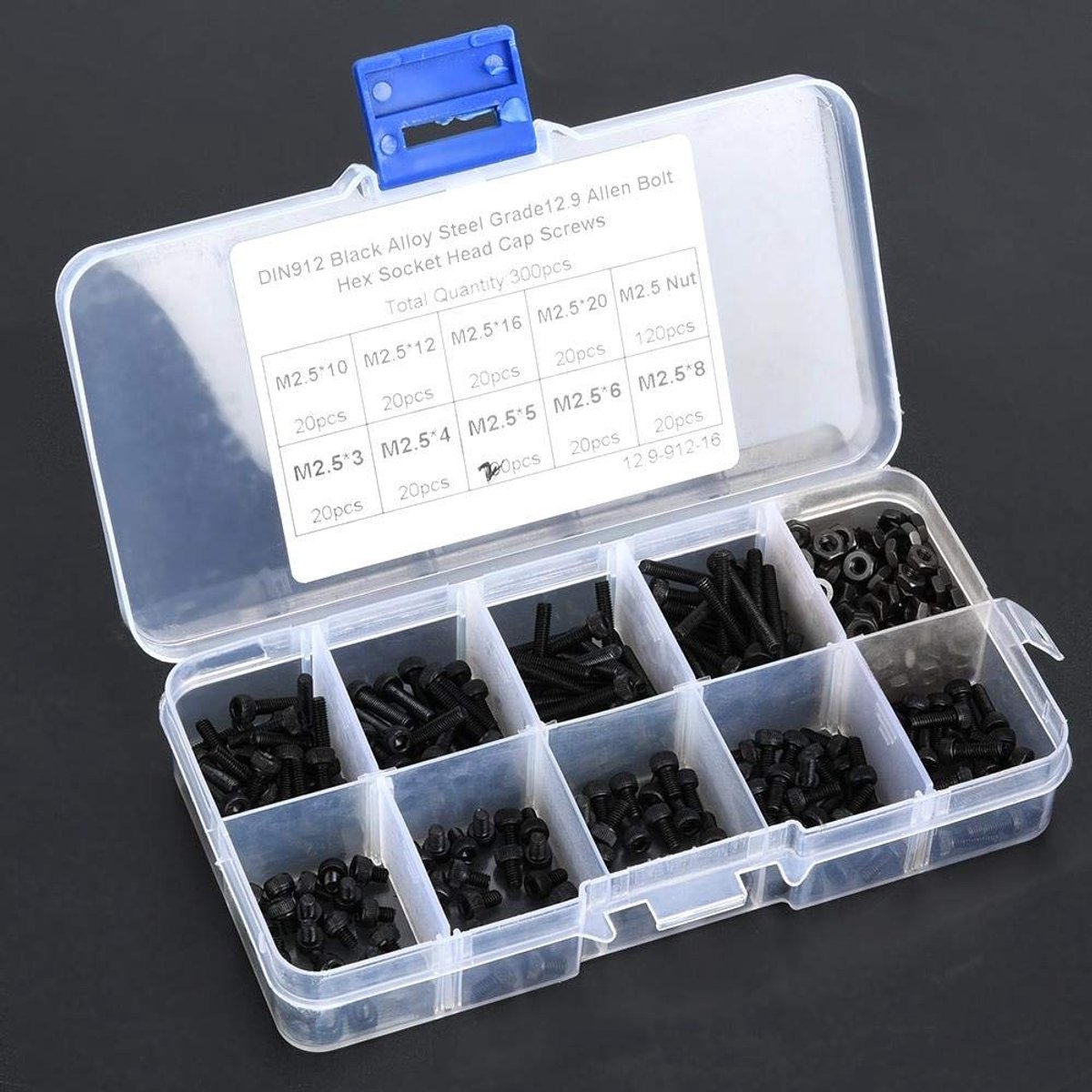 Dailygoods - Bevestigingsmiddelen - Zeskant dop - Gelegeerd staal - Zwart - Bouten en moeren - Voor amateurs en professionals - 300 stuks