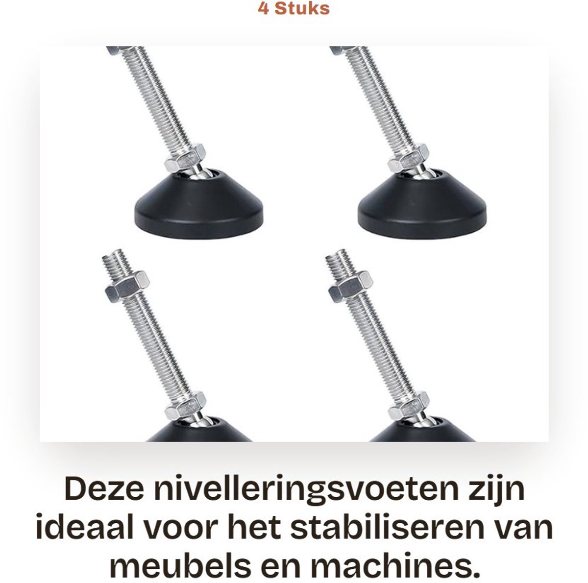 Dailygoods- Nivelleringsvoeten - Instelbare Draadnivellering - Antislip Meubelnivellering - Krachtige Machine-nivelleringspoten - 360 Graden Draaibare Kogelkop - Hoogte Verstelbaar 60-90 Graden - Meubelpoten