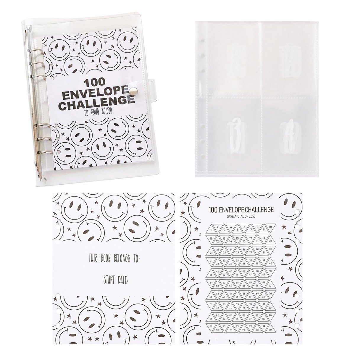 Dailygoods- Uitdagingsbinder 100 Enveloppen - Budgetplanner - Financiële Planner - Grappige Map - Multifunctioneel - Hoogwaardige Materialen - Spaarmap