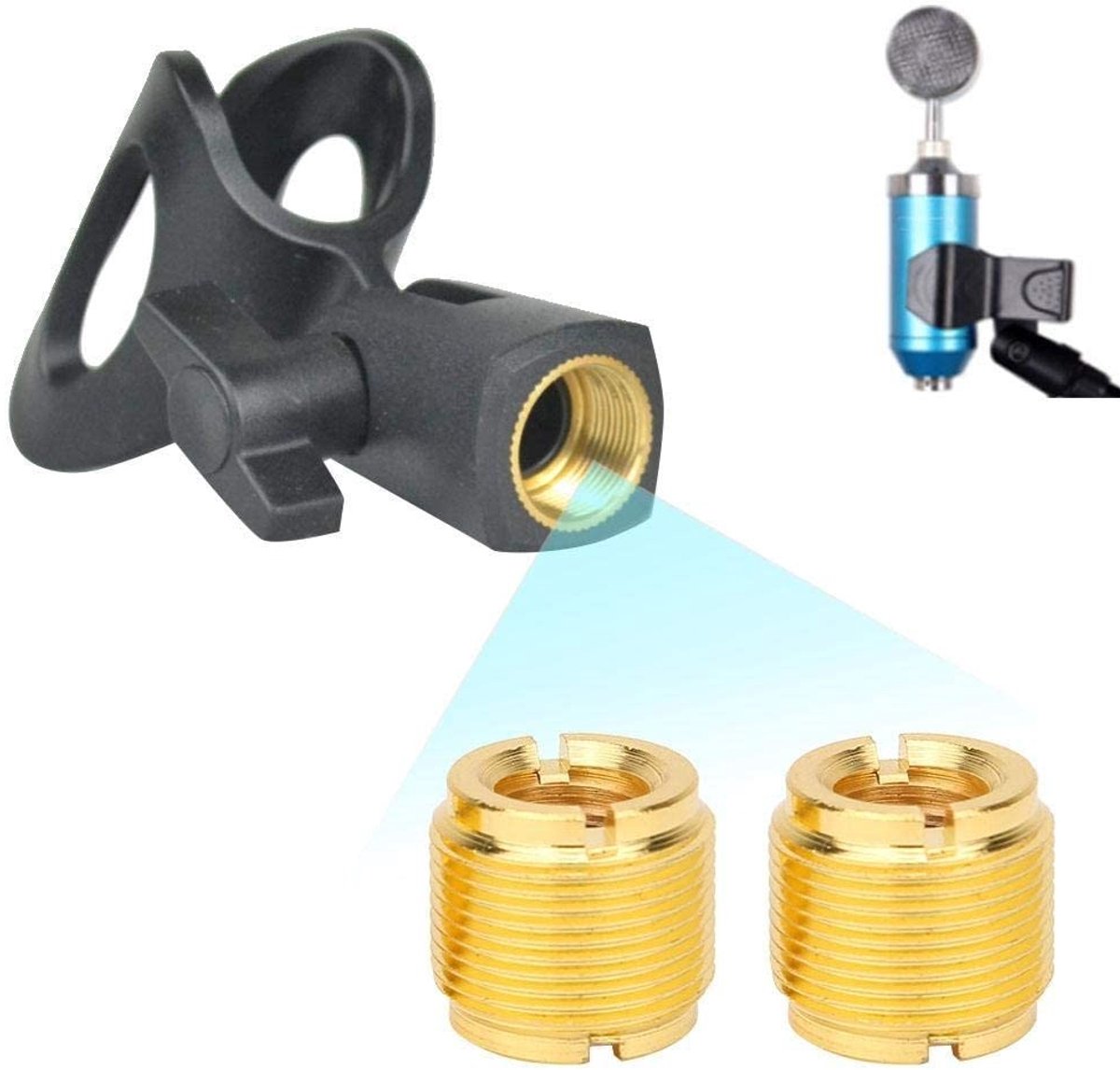 Dailygoods - Mikrofon-Schraubadapter - Microfoonclip - Duurzaam en sterk - 5/8 inch naar 3/8 inch - Universele draadadapter - Geschikt voor microfoons...
