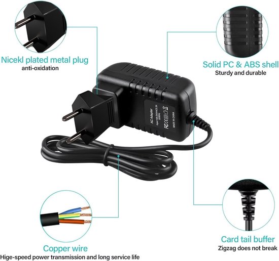 Netvoeding Adapter - Oplader Kabel - Externe Harde Schijf - Compact Lichtgewicht - EU Stekker - Zwart — afbeelding 3