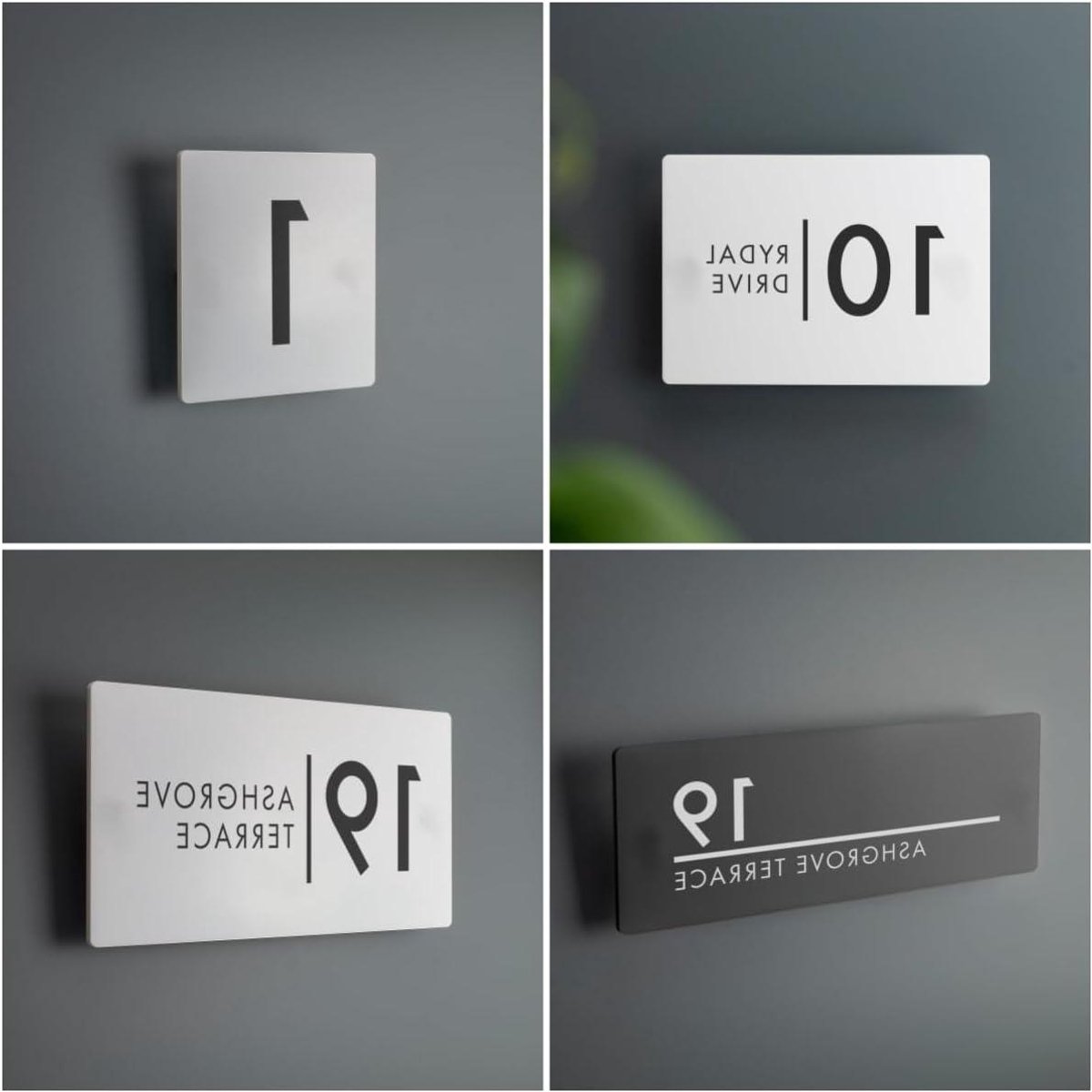 Huisnummer Plaat - Adresbord Modern - Huis Aanduiding - Acryl met Glaseffect - 25x15cm - Wit