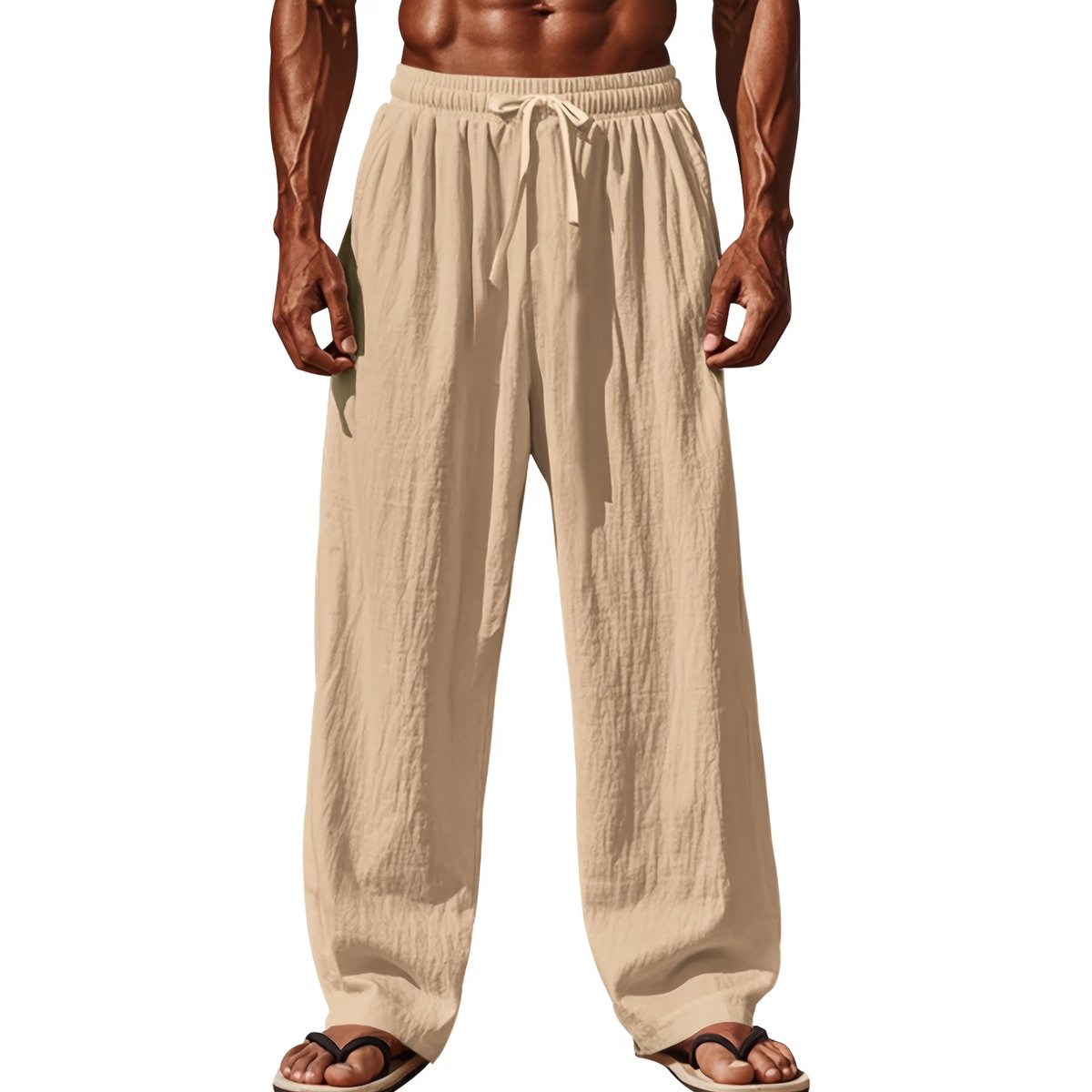 Currero Linnen Broek Heren - Zomerbroek - Volwassenen - Lange Broek - Pantalon - Strandbroek - Zomer - Ibiza Stijl - Khaki S