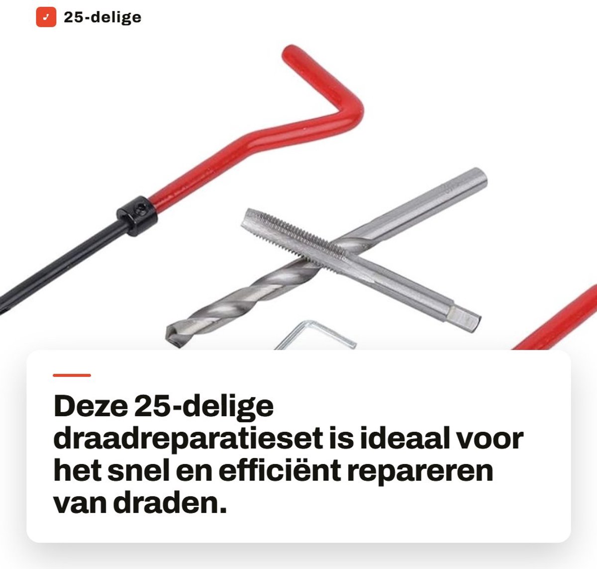 Dailygoods- Draadsnijgereedschap 25-delig - Draadreparatieset - Handgereedschap - Transparante Opbergdoos - Geschikt voor Staal/Non-ferro - Efficiënte Reparatie