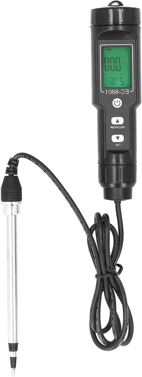 Bodem EC-temperatuurtester - Geleidbaarheidsmeter Planten - Bodemkwaliteit Meten - Verwijderbare Sonde - 37 x 150 mm - Grijs