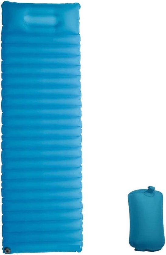 Kampeer Slaapmat - Luchtbed Tent - Buiten Slapen - Ultralicht Opblaasbaar - 60 x 185 cm - Blauw — afbeelding 2