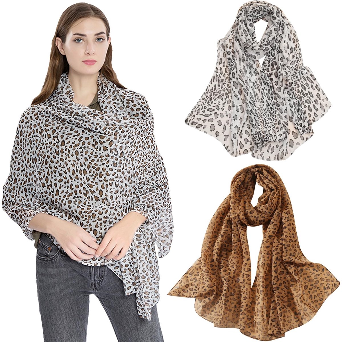 Dailygoods - Set van 2 Elegante Chiffon Sjaals voor Lente en Zomer