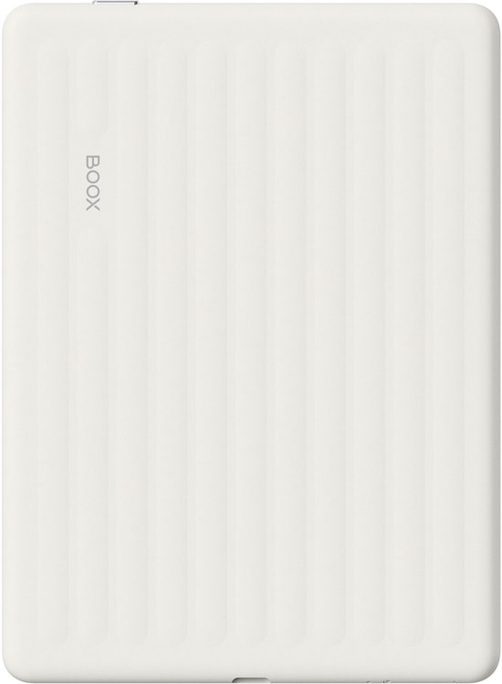 Witte BOOX Go 6 (Gen II) e-reader met geribbeld achterdeksel.