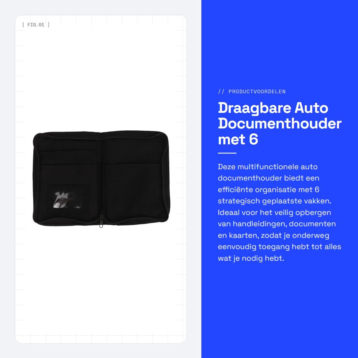Dailygoods- Documenthouder - 600D Oxford - 6 Vakken - Multifunctionele Organizer - Handschoenenkast - Efficiënte Opslag - Autohouder