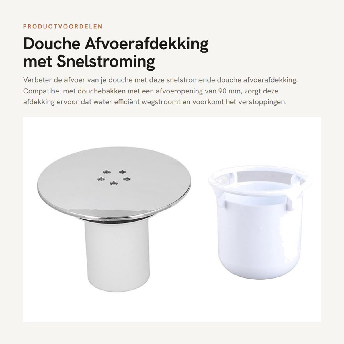 Dailygoods- Afvoerafdekking Snel Stroming - Doucheafvoerplug - Douchebak - 90 Mm - Chromen Deksel - Eenvoudig Schoon Te Maken - Afvoerplug