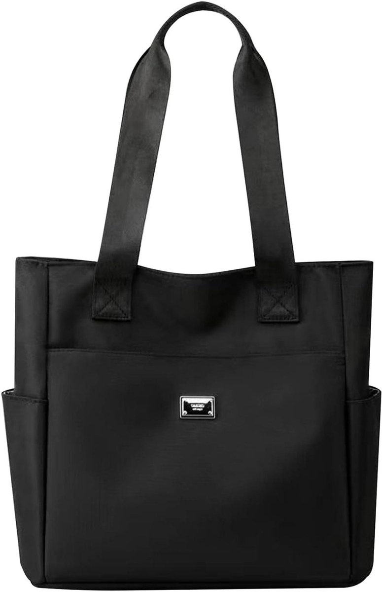 Canvas Draagtas - Grote Tas - Dagelijks Gebruik - Waterdicht Oxford Doek - 34 x 31 cm - Zwart