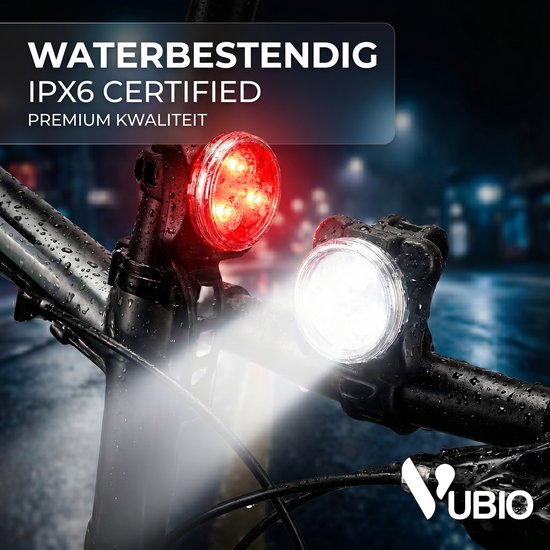 Vubio LED Fietsverlichting USB Oplaadbaar - Waterdichte Fietslampjes Led Set Wit en Rood - 500 Lumen - Stadsfiets - Mountainbike — afbeelding 5
