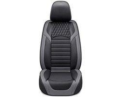 Autostoelhoezen Set - Stoelbekleding Auto - Interieur Beschermen - Ademend PU Leer - Complete Set - Grijs