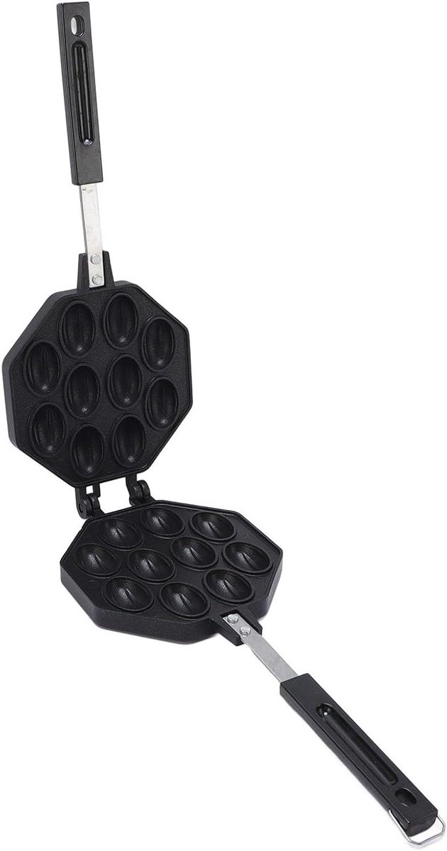 Eierwafelpan - Wafelmaker - Lekkere Wafels Maken - Snelle Gelijkmatige Verwarming - 15x37.5cm - Zwart