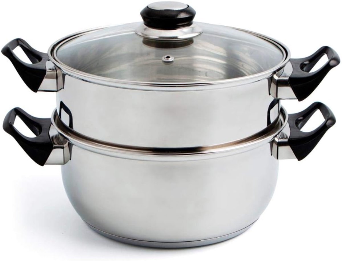 QIN® Stoompan Inductie - Stoompan - Stoompan Electrisch - Stoofpan Inductie Met Deksel - Zilver - 33cm x 26cm x 16cm