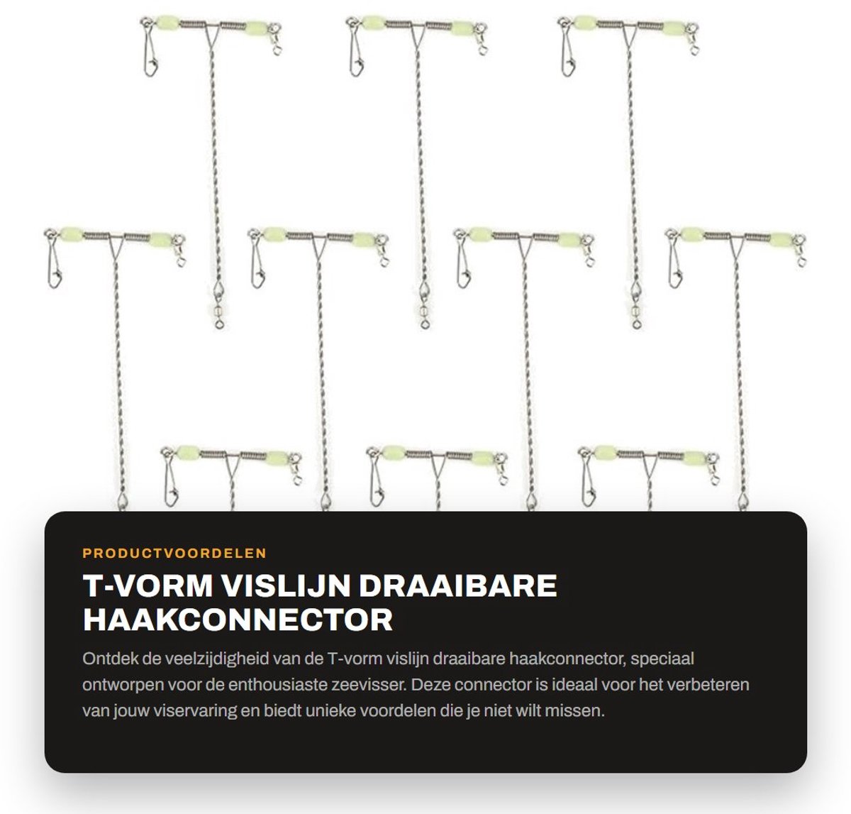 Dailygoods- Haak Connector 10 Stuks - Draaibare Vislijn - Roestvrij Staal - Duurzaam - Lichtgevende Kralen - Flexibel en Stevig - Viswartel