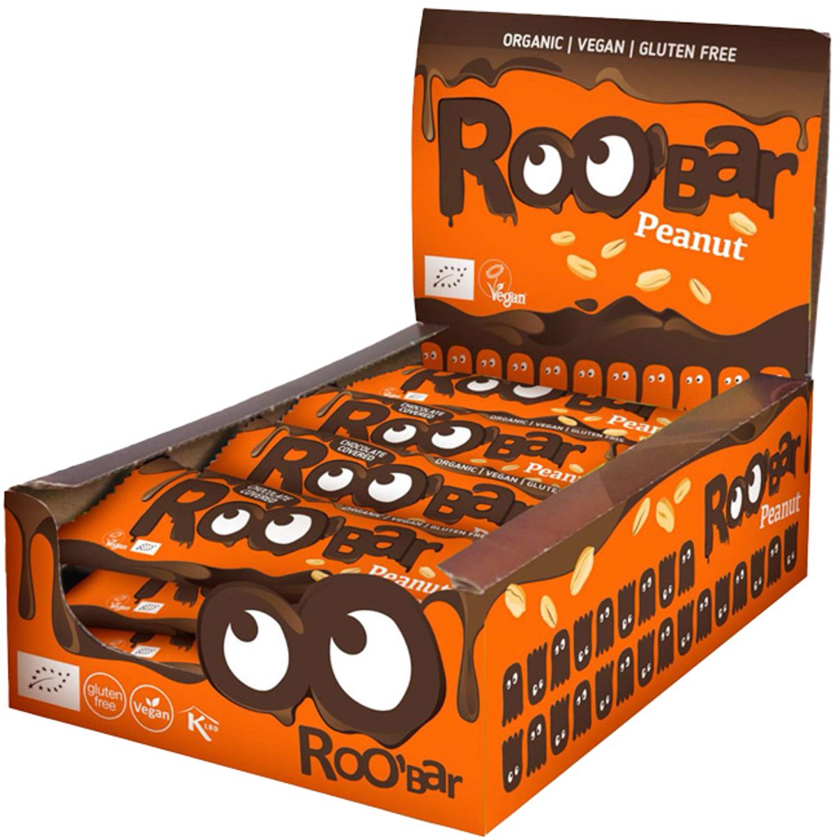 Roo'Bar | Chocolate Covered | Peanut Bar | 16 stuks | 16 x 30 gram