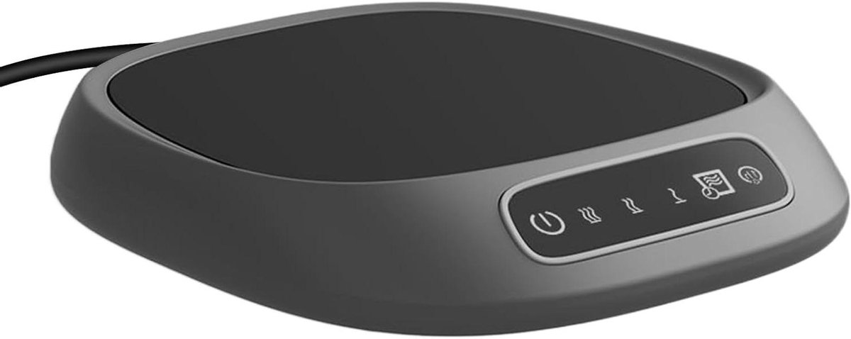 Bekerwarmer - Verwarmde Onderzetter - Drinken Warm Houden - Touchscreen Bediening - 11x12.5x3.4cm - Grijs