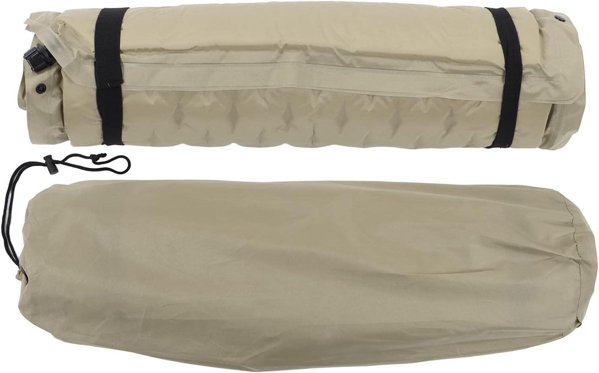 Slaappad Zelfopblaasbaar - Kampeer Matras - Buiten Activiteiten - Waterdicht Polyester Pongee - 5 Inch Dikte - Kaki