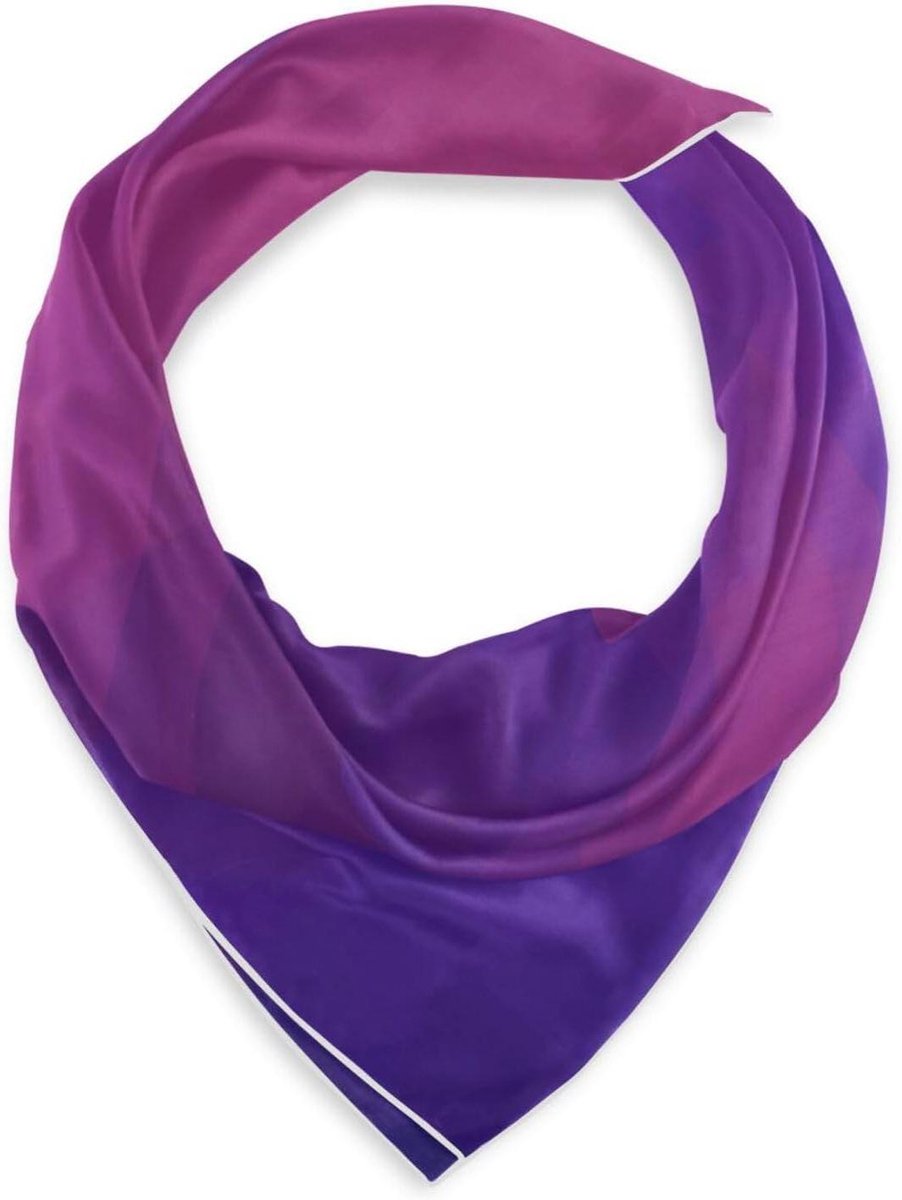 Zijden Sjaal - Dames Foulard - Stijlvol Accessoire - Zachte Polyester Stof - 90x90 cm - Blauw Verloop