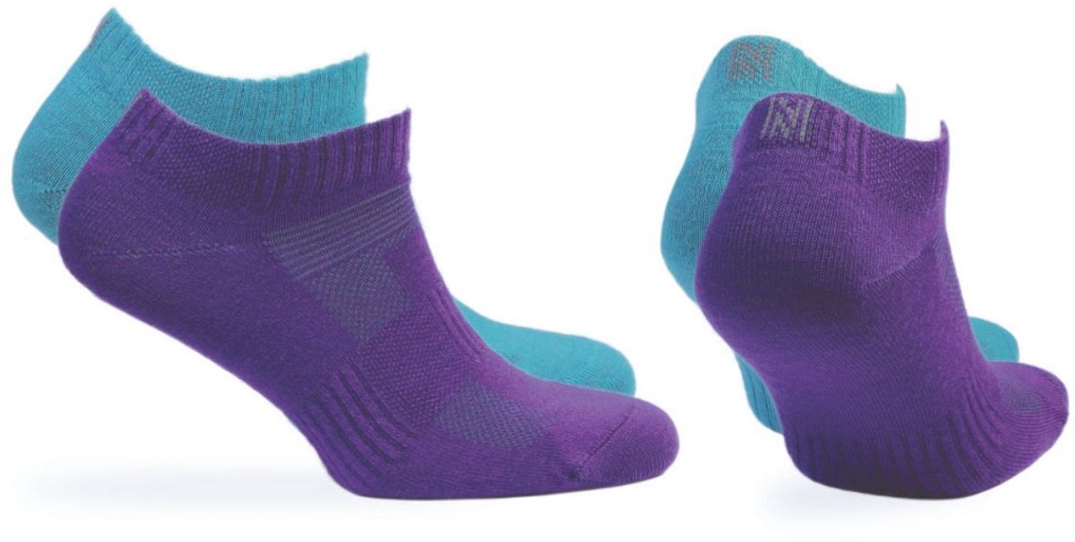 Norfolk 2 paar Wandelsokken Anti Blaren 60% Merino Wol enkelsokken met Snelle Vochtopname Platte Teennaad Enkelsokken Dames Wollen Sokken Pars/ 39-42 Sheldon Low-cut Blauw