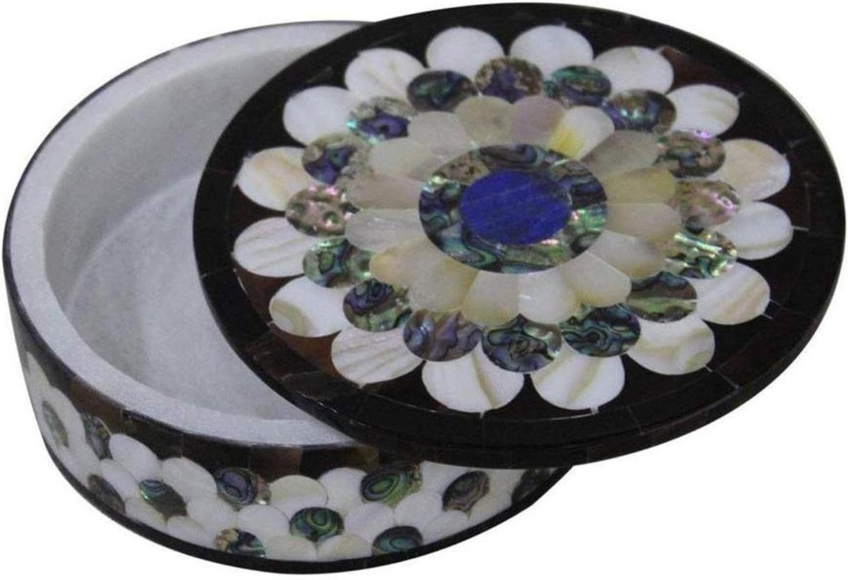 Decoratieve Doos - Sieraden Opberger - Keukenkast Organisatie - Handgemaakt Inlegwerk - 5 x 5.2 Inch - Wit