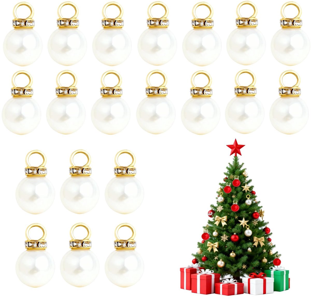 Dailygoods- Kerstballen Miniatuur 20 Stuks - Kunststof - Hangende Ornamenten - Doe-Het-Zelf Kerstdecoratie - Bruiloft - 1 cm Diameter