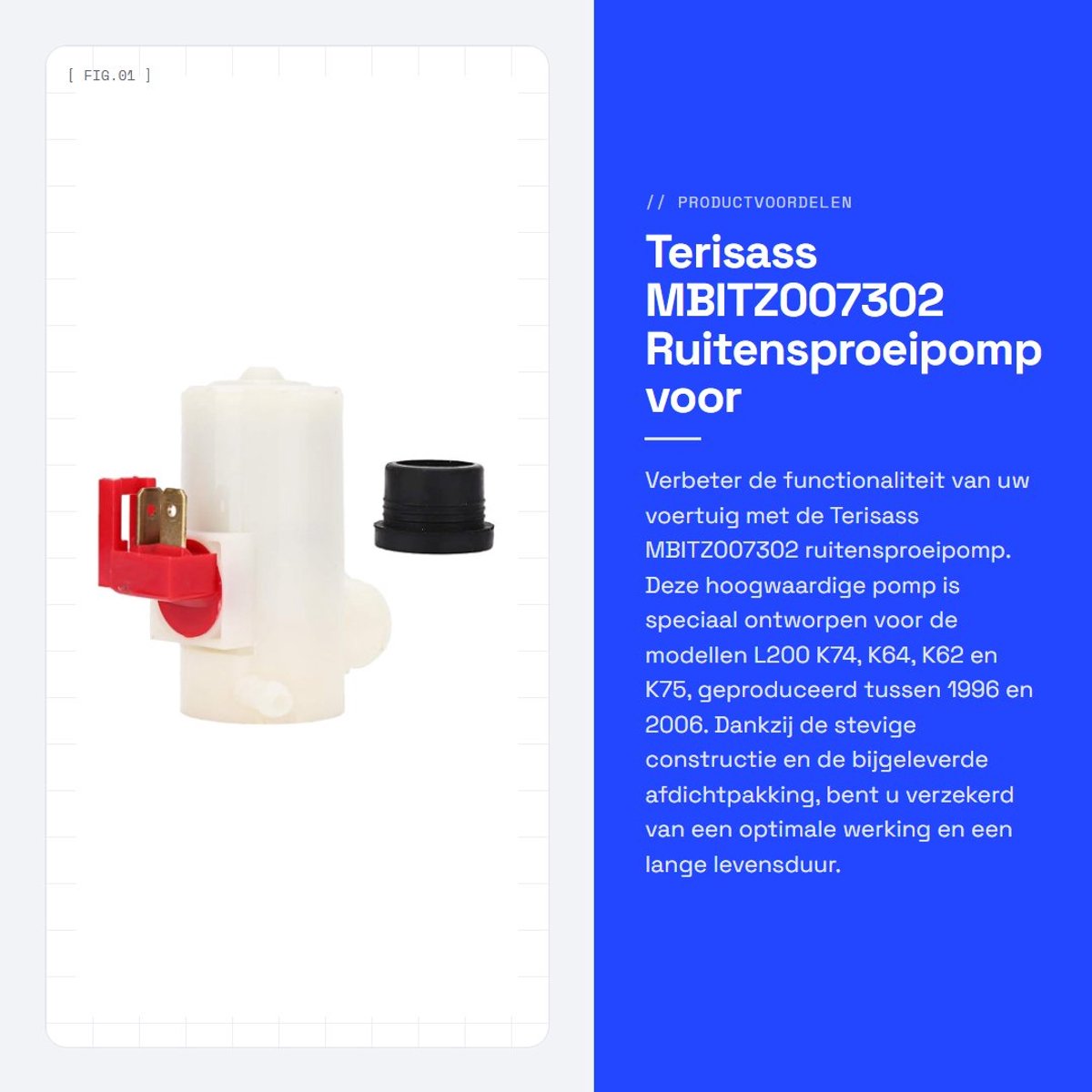 Dailygoods- Ruitensproeierpomp met afdichtingsring - Auto - Voor L200 K74 K64 K62 K75 - 1996-2006 - Vervangingsonderdeel - Betrouwbare werking - Sproeierpomp
