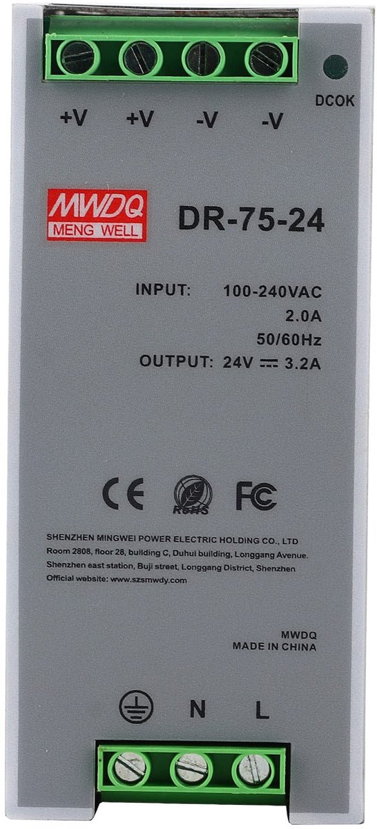 Dailygoods - DR-75-24 DIN-railvoeding met Enkele Uitgang voor Industriële Toepassingen