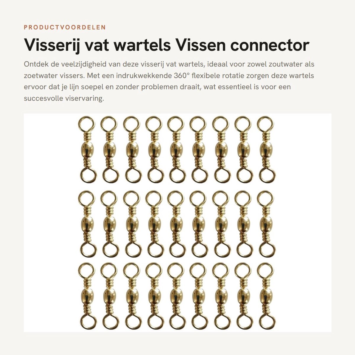 Dailygoods- Wartels 100 Stuks - Flexibele Rotatie - Visconnector - Zoutwater/Zoetwater - Sterke Trekkracht - Eenvoudig te Gebruik
