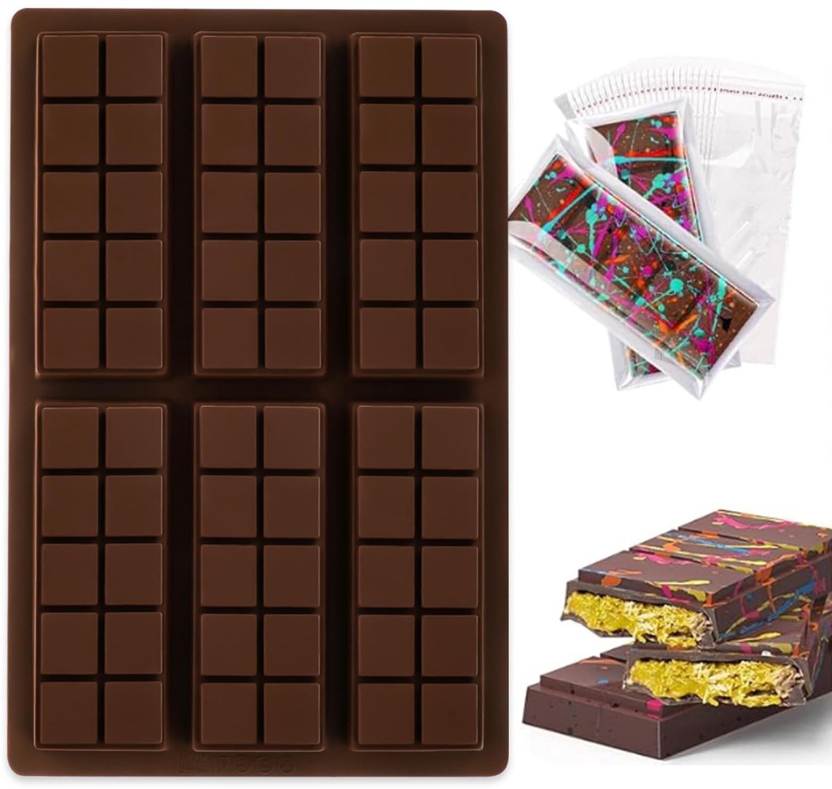 Dailygoods- Chocoladevorm Diep - Siliconen Vorm - 100 Stuks Zakjes - Perfect voor Snacks - Maken en Opslaan - Siliconen Mal