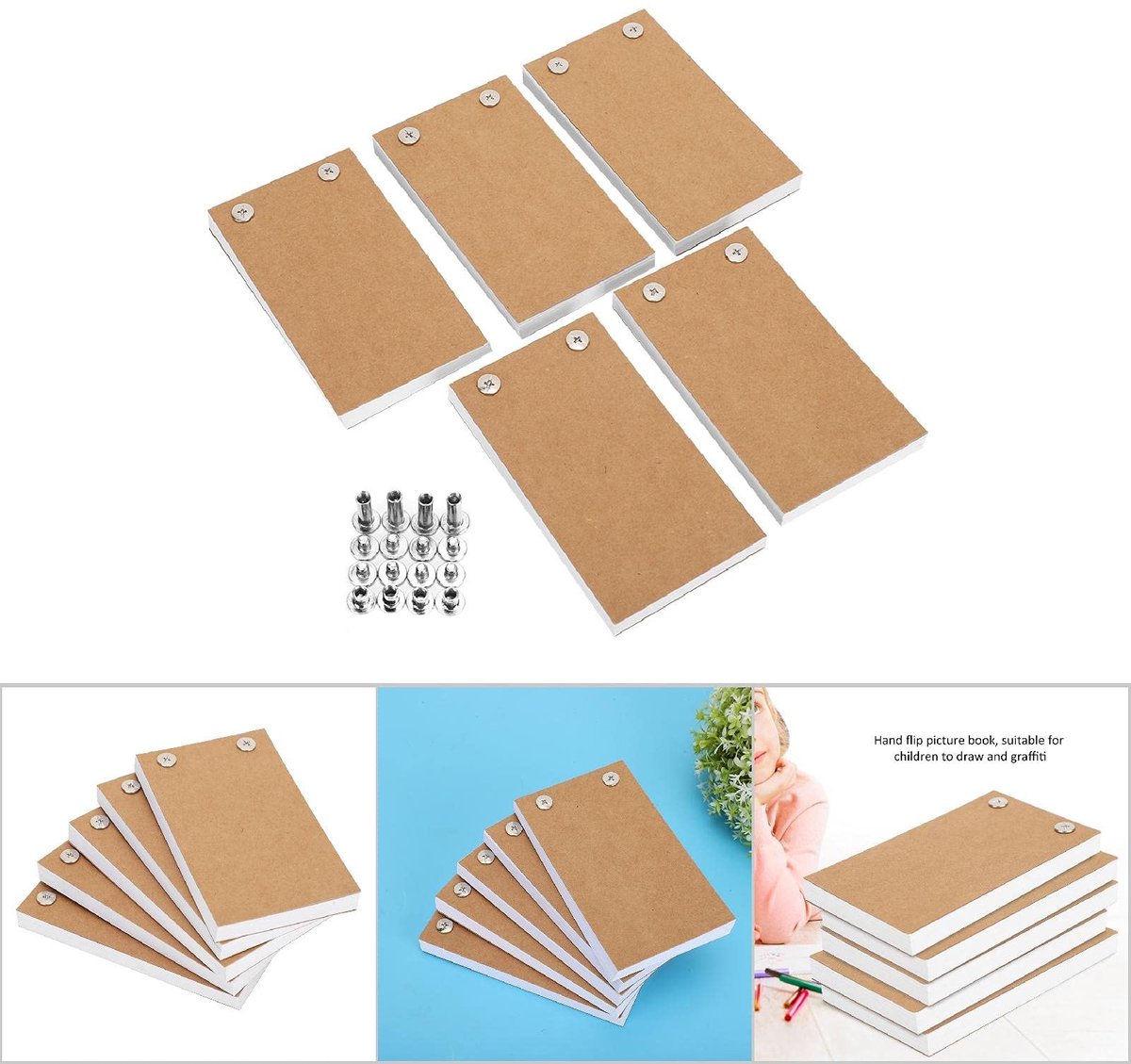 Dailygoods - 5-delig Flipboek - Geschilderde Boeken - Handflip prentenboek - Klein formaat - Schildergereedschap - Geschikt voor kinderen - Creatieve...