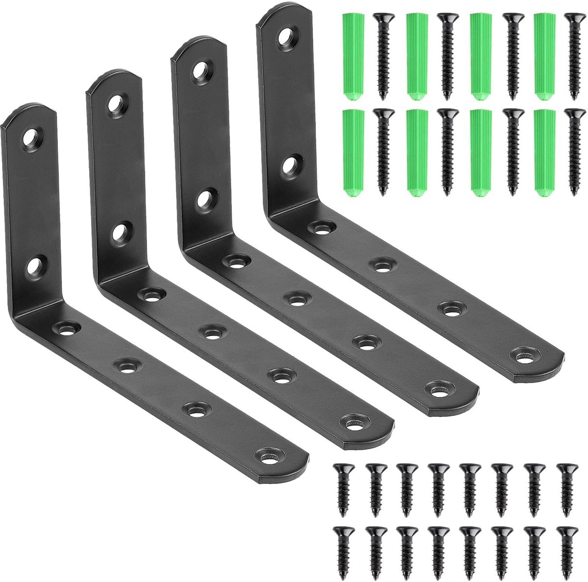 Dailygoods- Plankbeugels Zwaar Belastbaar - Metalen L-Beugel - Wandgemonteerde Planksteun - 125 mm x 75 mm x 19 mm - Duurzaam - Robuuste Constructie - Planksteunen