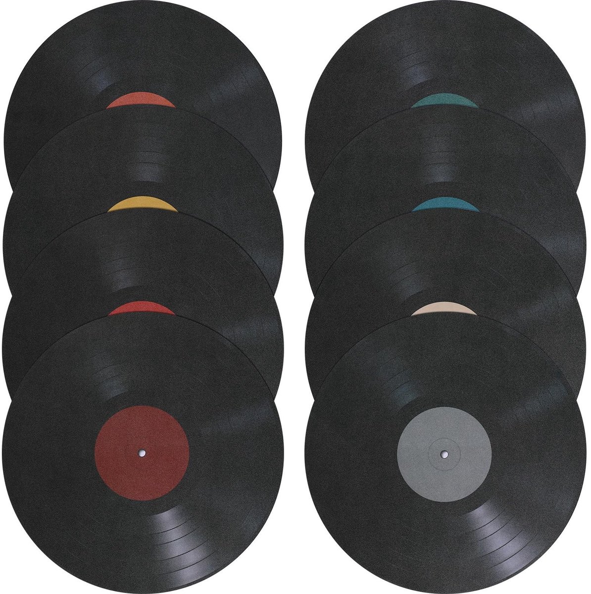 Dailygoods- Muurkunst 8 Stuks - Decoratieve Vinylplaten - Esthetische Wanddecoratie - Vintage Platen - Veelkleurig - PVC 24,5 x 24,5 cm