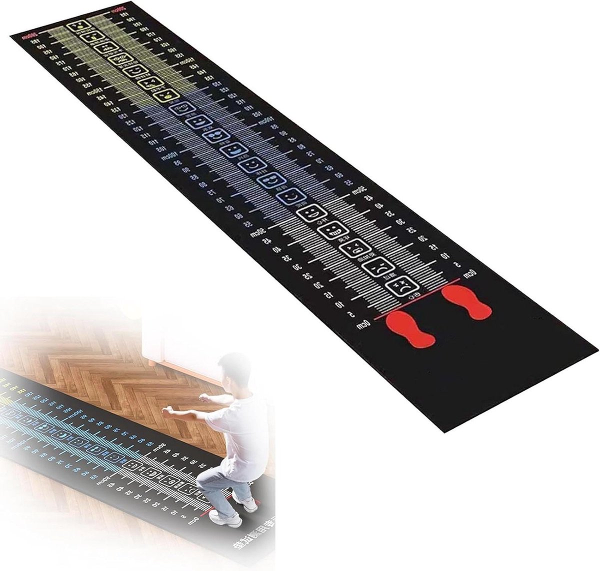 Springmat Kinderen - Meetmat - Springen Meten - Antislip Onderkant - 250x50cm - Grijs
