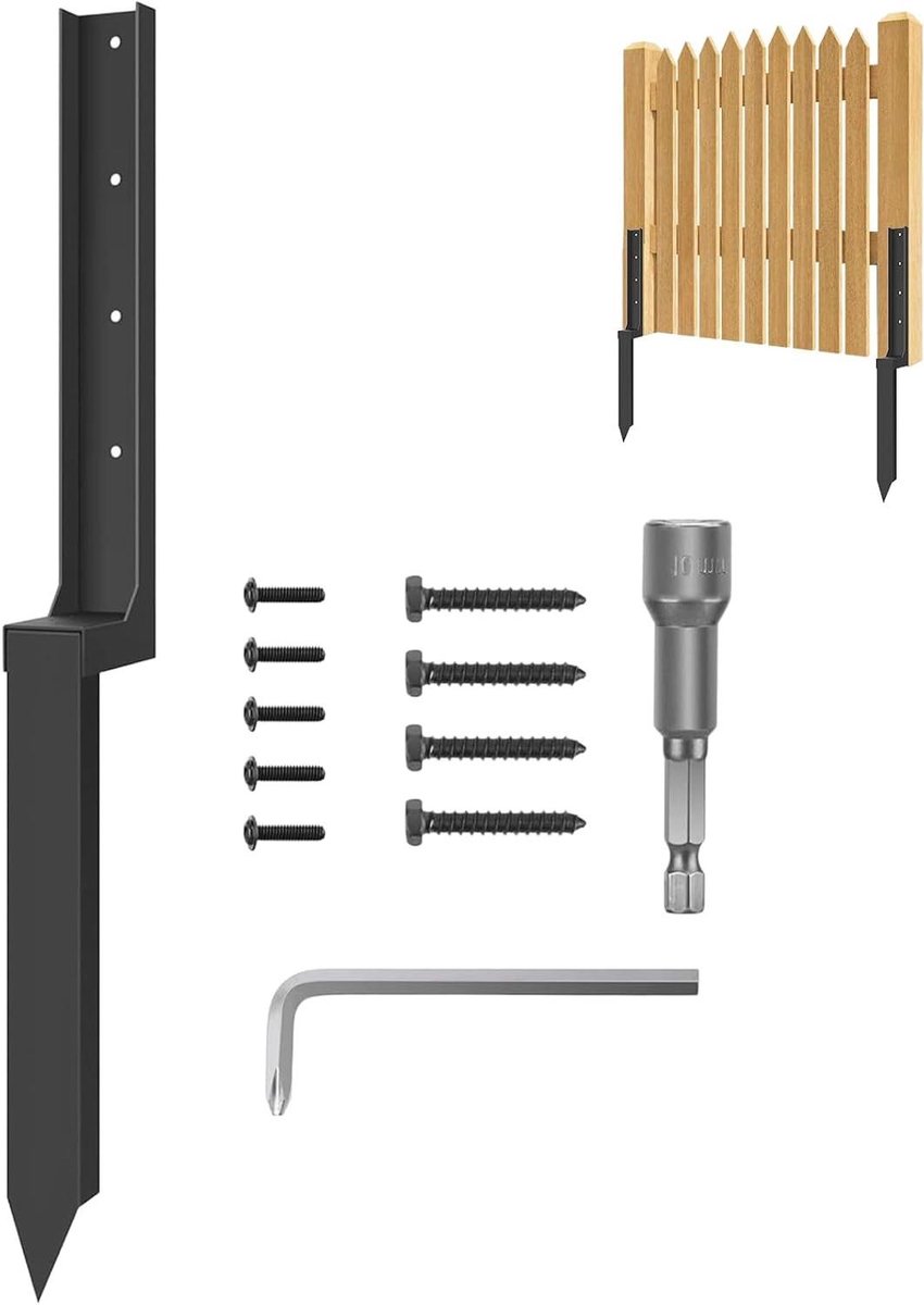 Hekpost reparatieset - Paalversteviger Hekondersteuning - Omheining Herstellen - Verdikte Zware Metalen Spikes - 152 inch - Meerkleurig