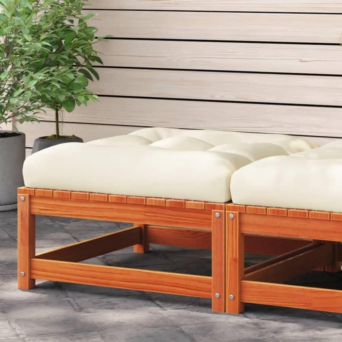 Voetensteun Tuin - Poef Terras - Ontspannen Buiten - Massief Grenenhout - 84 cm - Bruin
