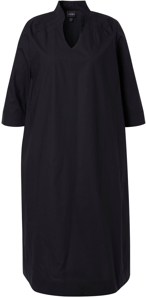 Ulla Popken Dames - Midi-jurken - Zwart - Maat 54+